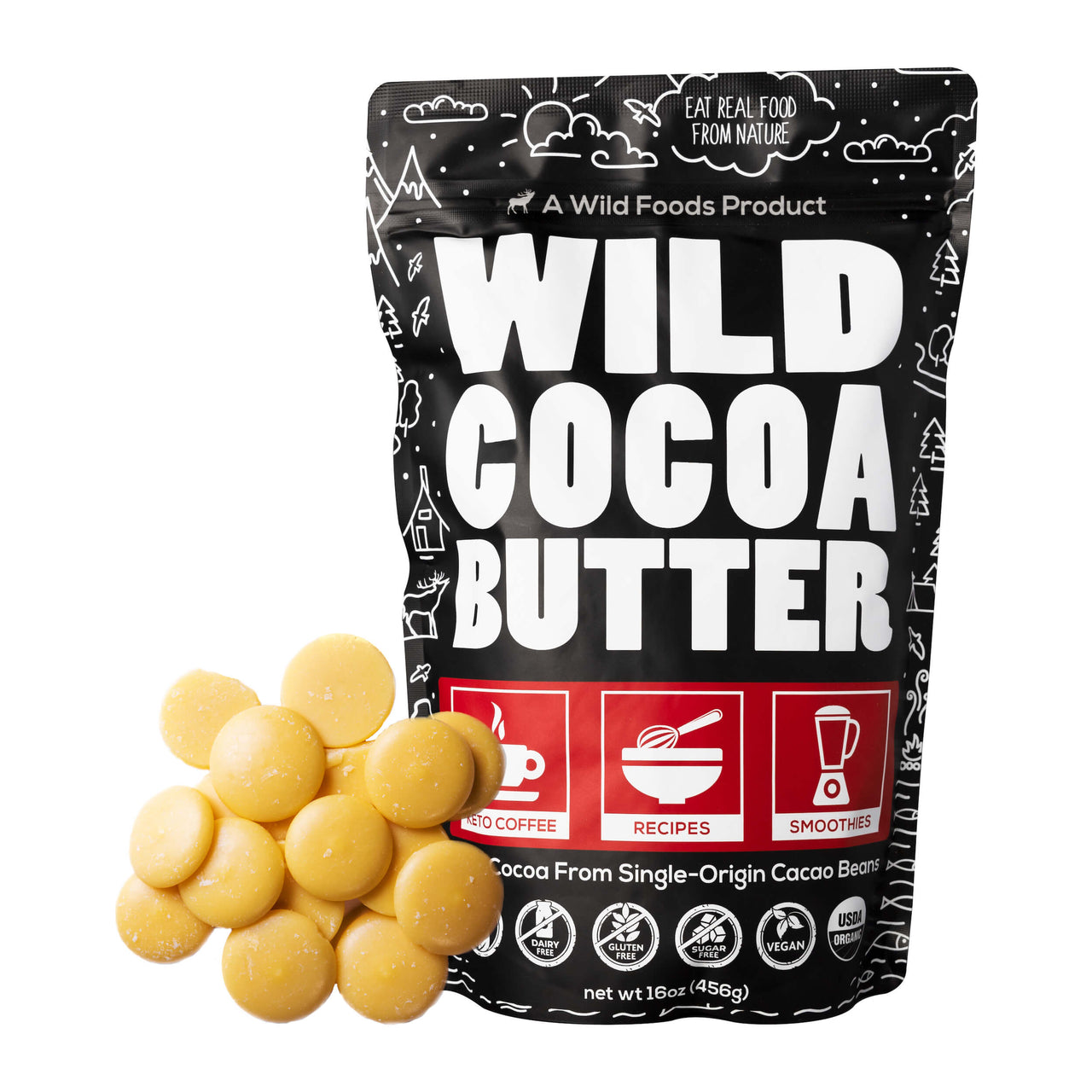 Cocoa Butter Wafers, Raw & Organic 16oz case of 6 Wholesale Wild Foods   