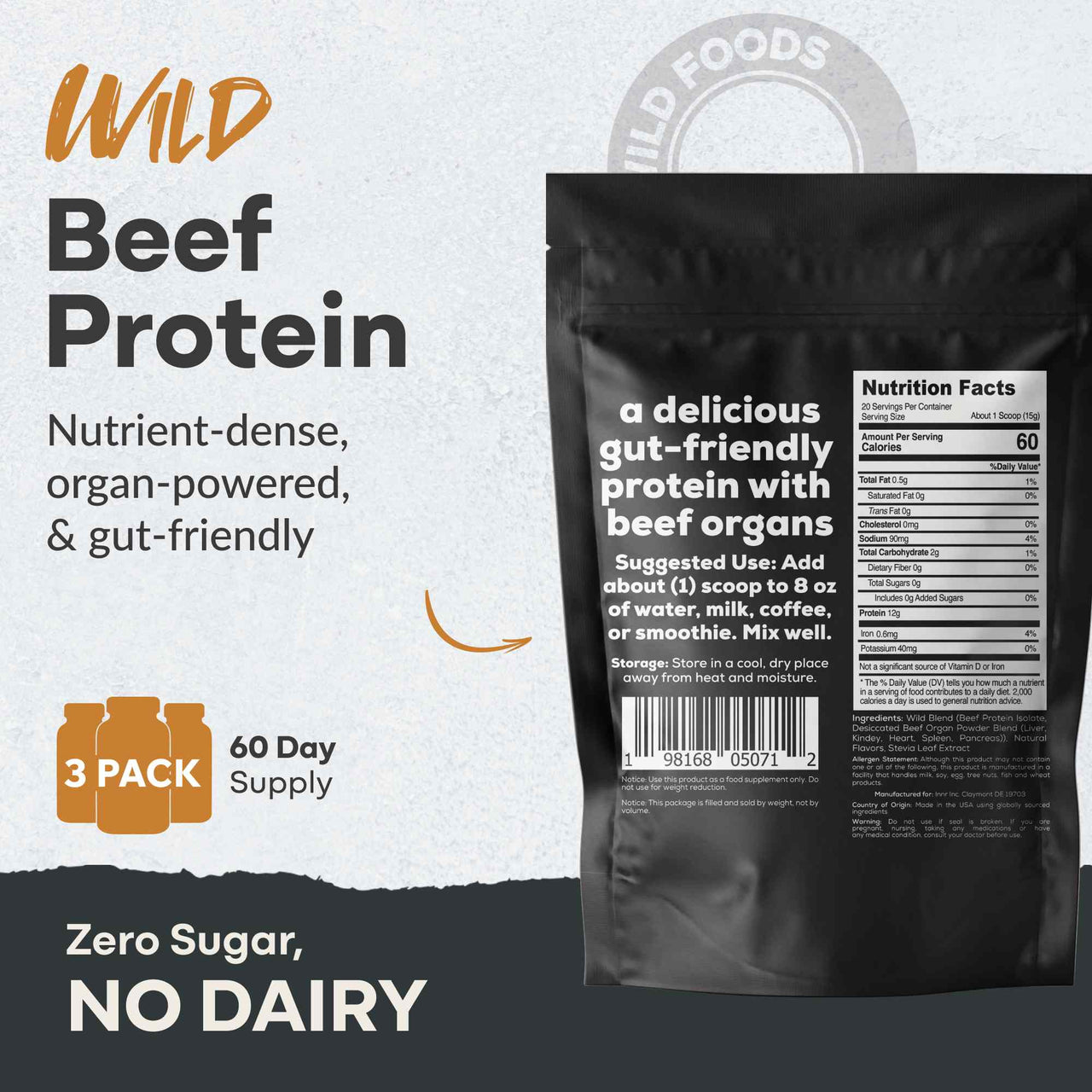 Beef Protein, 20 servings – Grass-Fed Muscle Recovery Protein