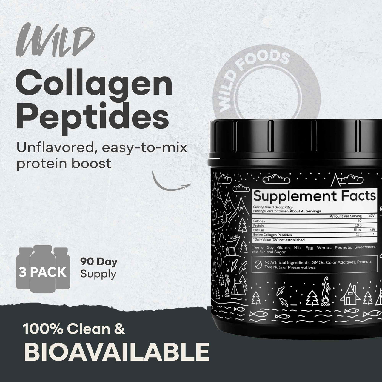 Grass-Fed Collagen Peptides, 41 servings – Skin, Hair & Joint Support Collagen