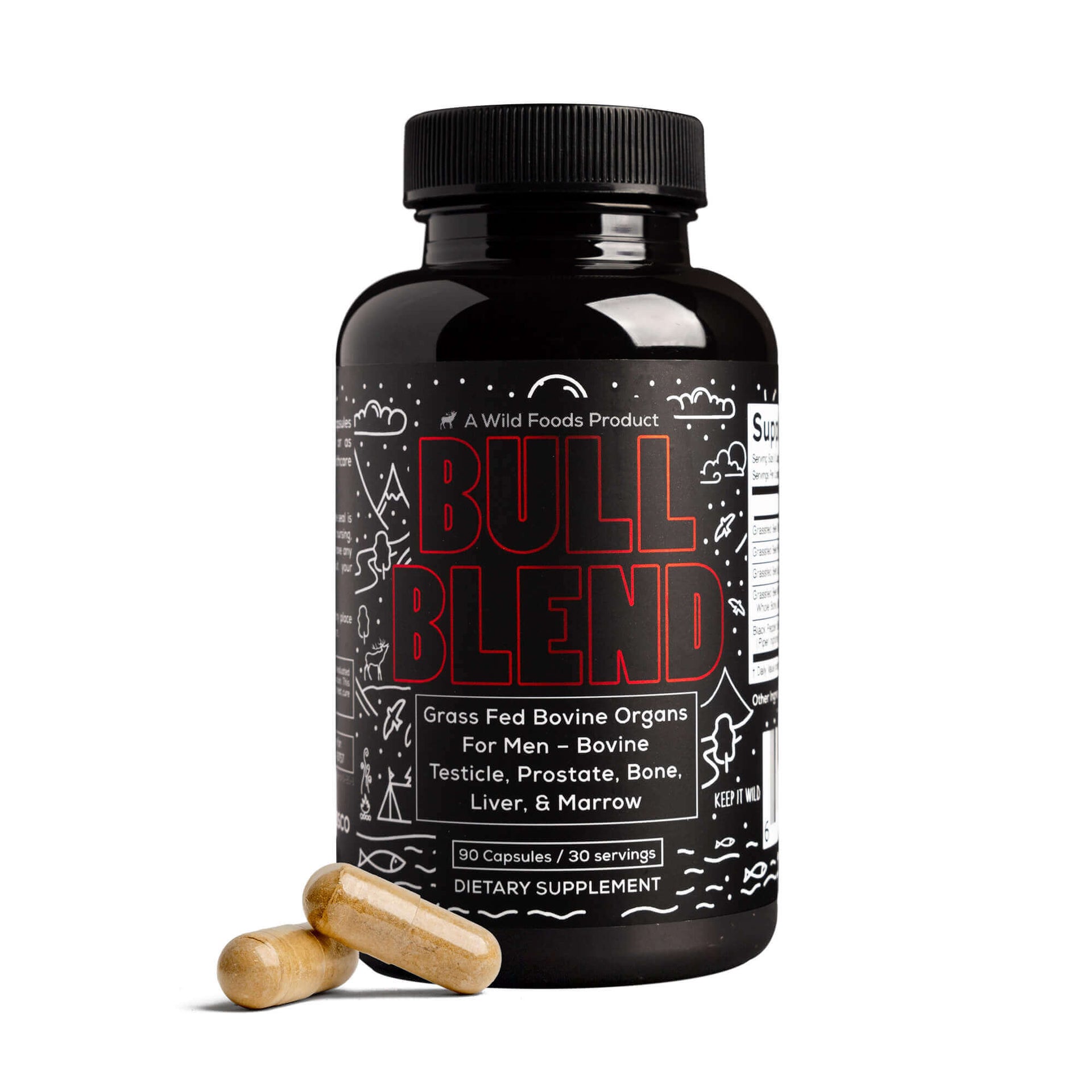 The Bull Blend: Beef Organ Complex For Hormone Support - Featuring Bovine Testicle, Prostate, Bone, Liver & Marrow Supplements Wild Foods ONE  