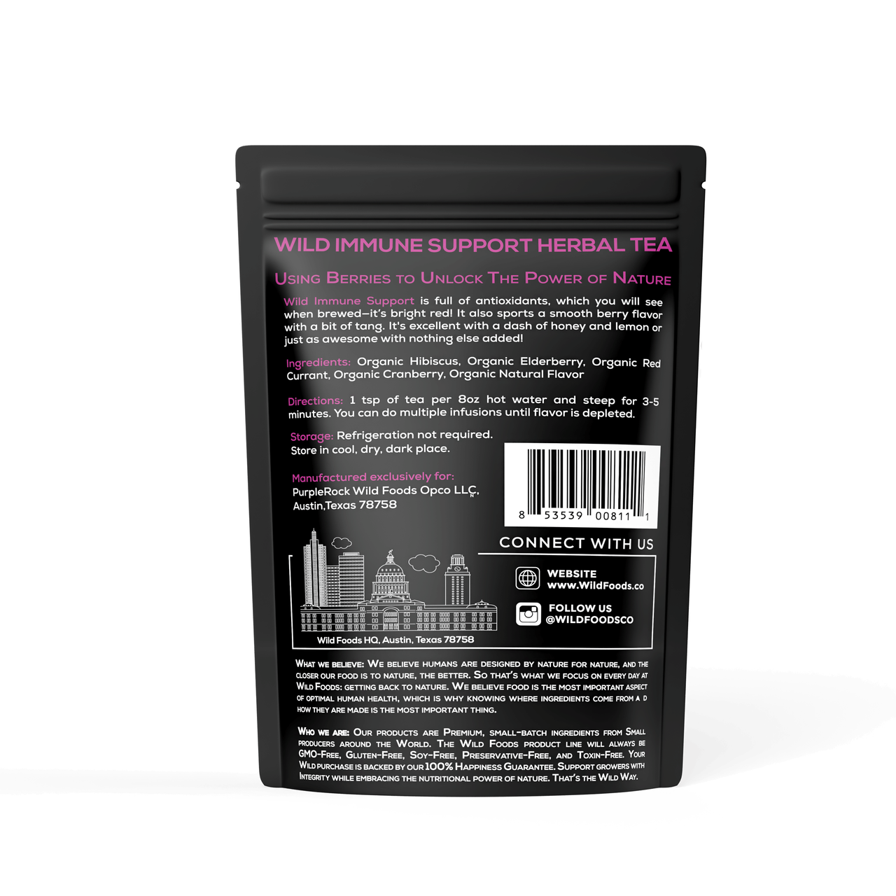 Wild Immune Support Tea - With Elderberry, Hibiscus, Currant, and Cranberry Tea Wild Foods   