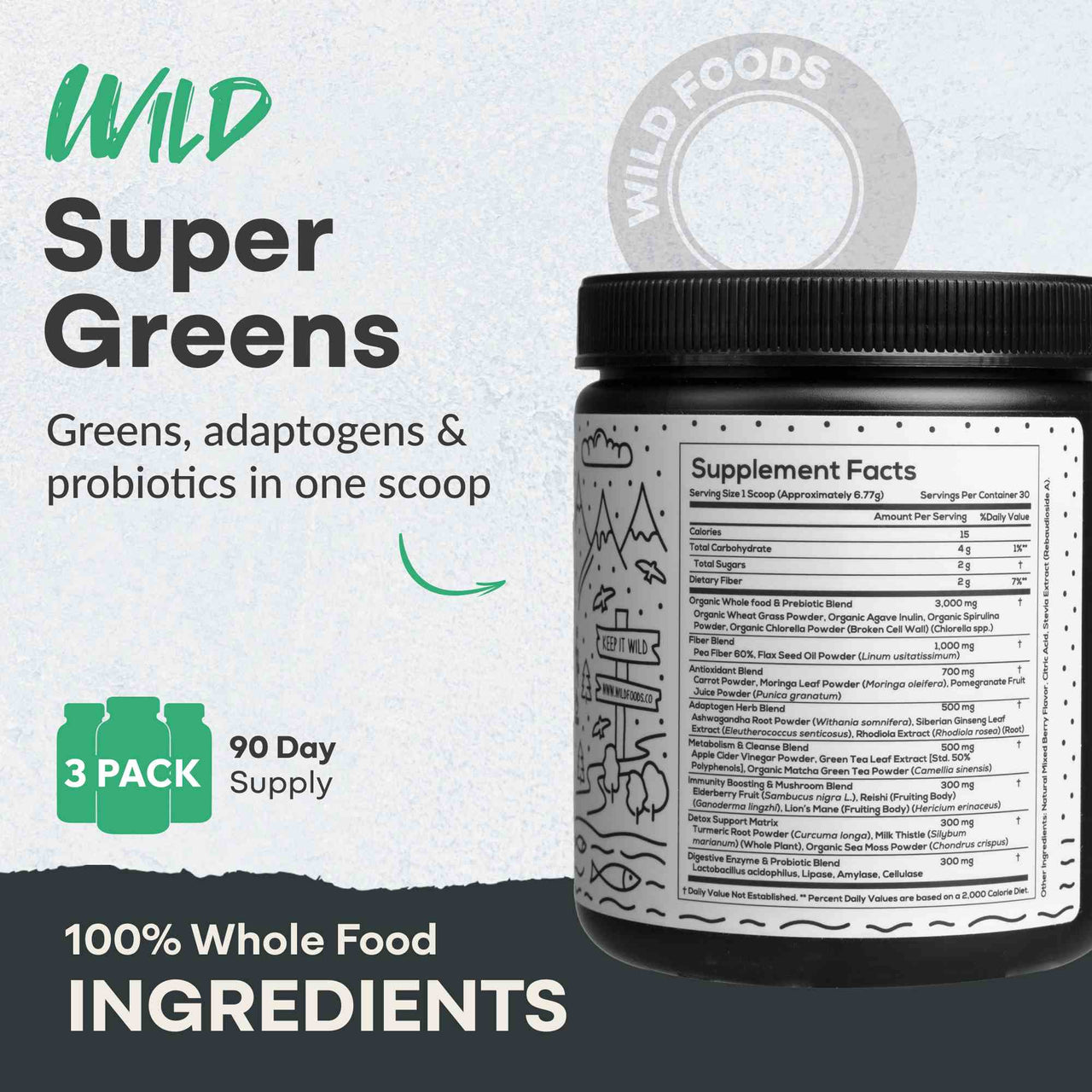 Super Greens, 30 servings – Nutrient-Dense Superfood Greens for Immunity