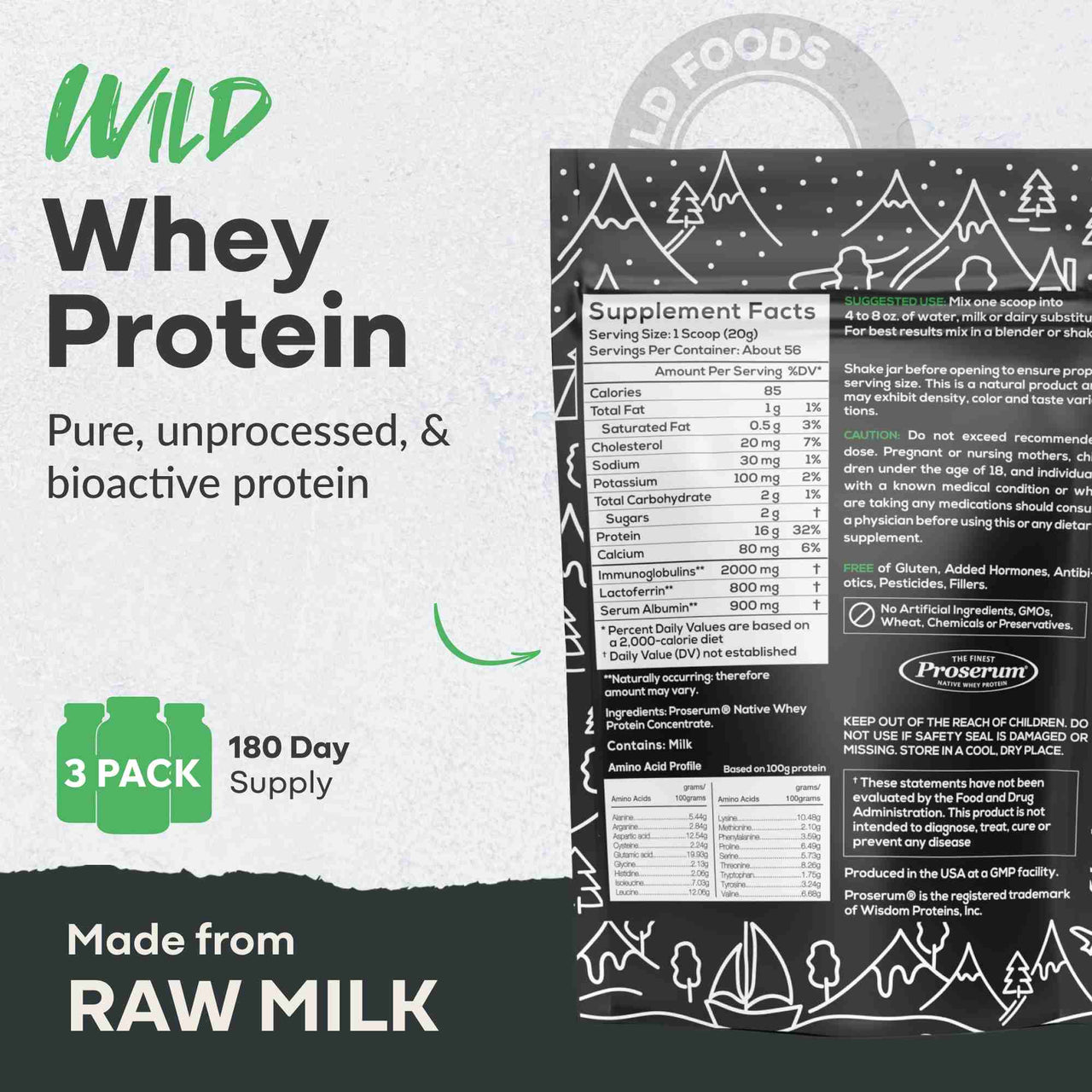 Cold Process Grass-Fed Whey Protein, Non-denatured, Pasture-Raised Cows