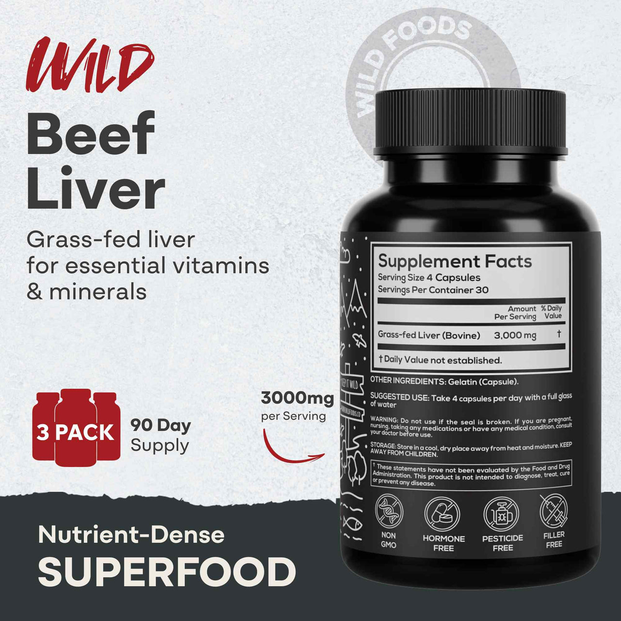 Grass-Fed Beef Liver Capsules, 30 servings – Vitality & Immune Boost from Ancestral Nutrition