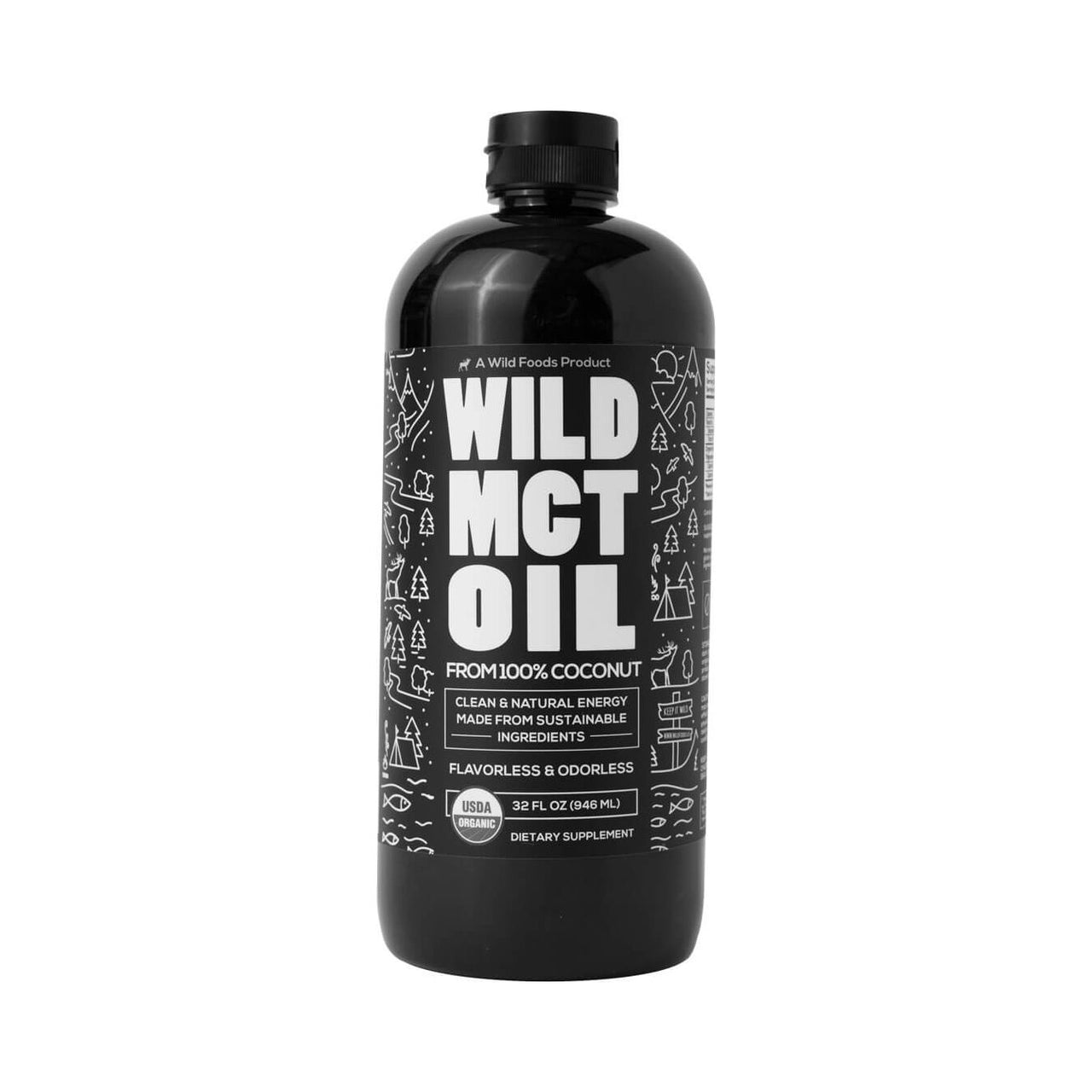 Wholesale case of 6 - Organic Wild MCT Oil 32oz from 100% Coconuts