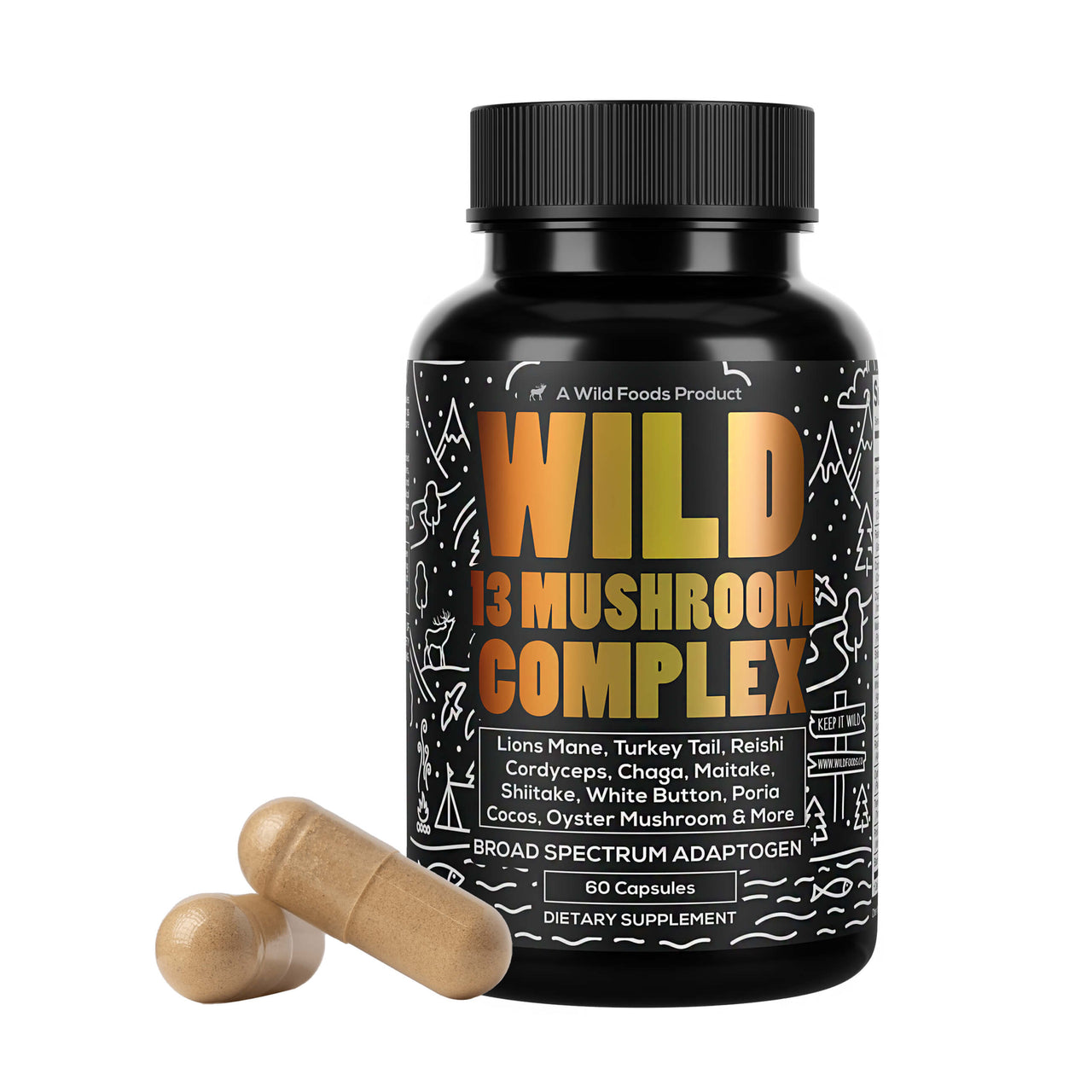 Wholesale TEN Wild 13 Mushroom Complex With Lion's Mane & Cordyceps, 60ct