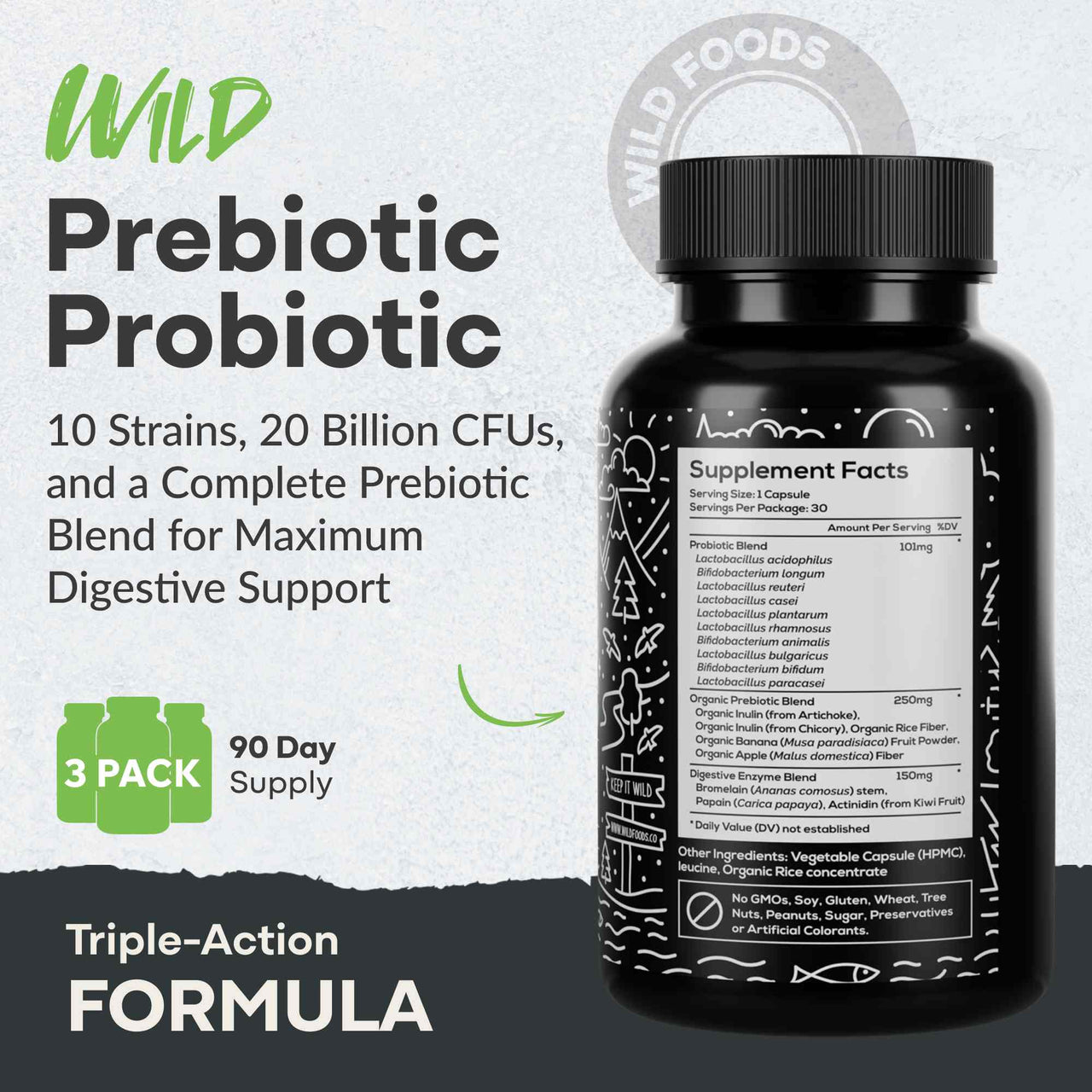 Prebiotics & Probiotics, 30 servings – Gut Health & Digestion Support