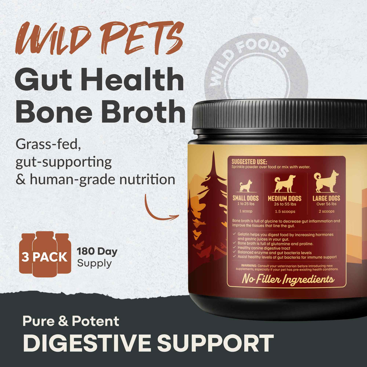 Wild Pets Bone Broth Powder - Canine Gut & Immune Support