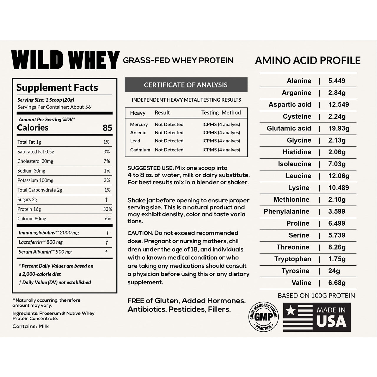 Wild Grass-Fed Whey Protein Wholesale case of 6 Wholesale Wild Foods   